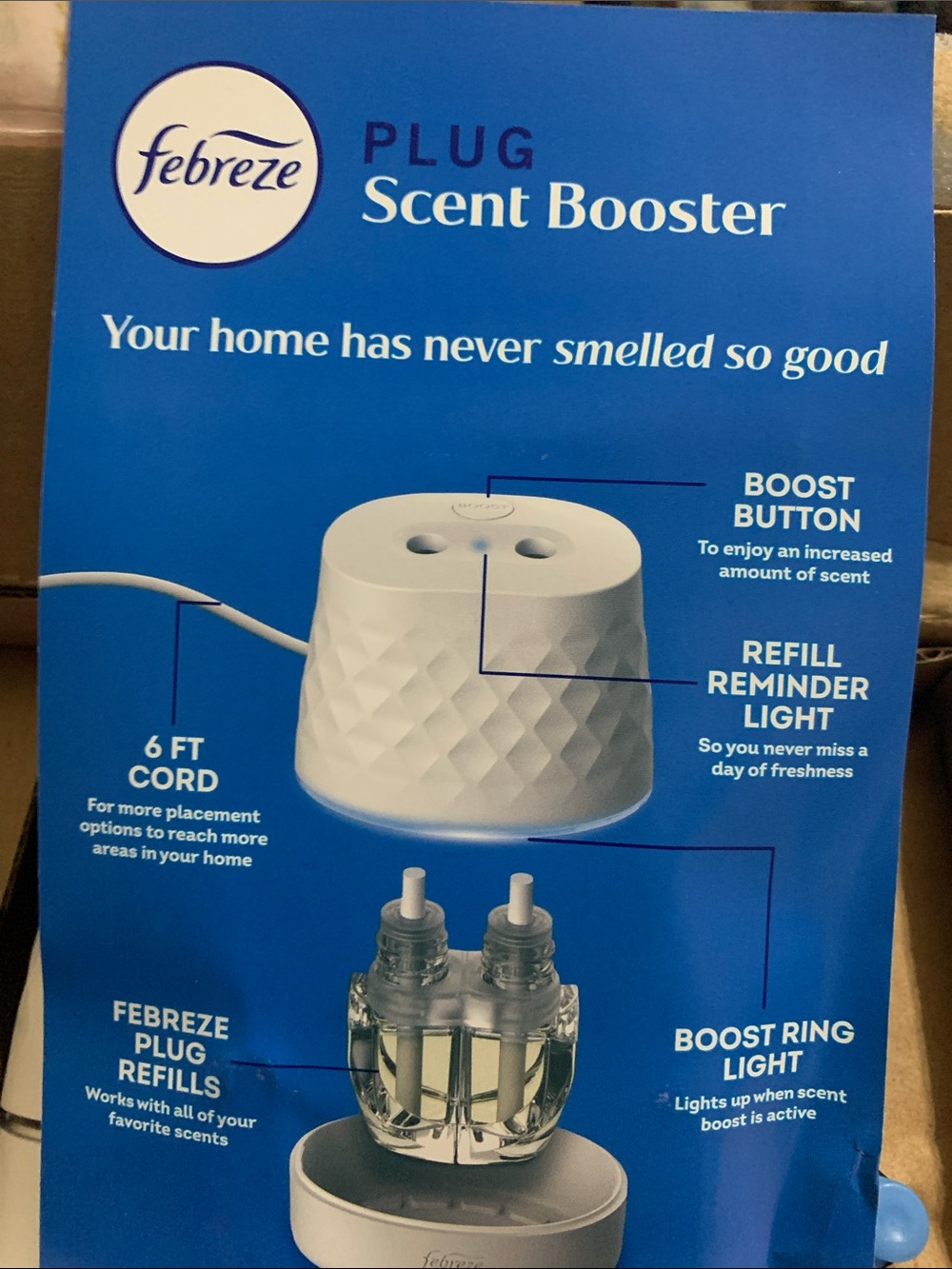 Febreze Plug Scent Booster - White and Blue Packaging